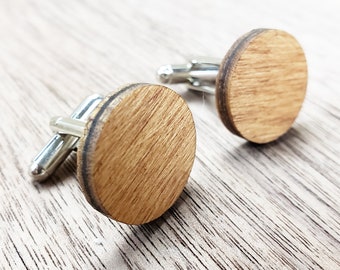 Wood Cufflinks, Gift for Groom, Wooden Cuff Links, Rustic Wedding, Gift for Groomsmen, Bridal Party Gift, Minimalist Cufflinks, Wood Circle