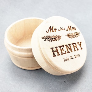 Mr and Mrs Wedding Ring Box Wood Personalized Ring Bearer Rustic Ring Box Wooden Engraved Engagement Ring Box
