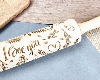 Valentijnsdag bakken reliëf deegroller Cookie stempel cadeau voor bakkers gebakken met liefde reliëf gegraveerde houten deegroller Be My Valentine Cookies