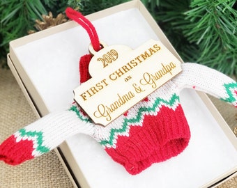 First Christmas As Grandparents Ornament Ugly Christmas Sweater Ornament for Grandparents Xmas Sweater First Christmas as Grandma & Grandpa