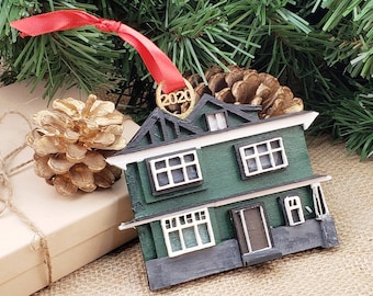 Aangepaste ons eerste huis ornament, eerste huis replica, aangepaste huis adres ornament, Inwijdingsfeest cadeau, makelaar klant cadeau, eerste huis