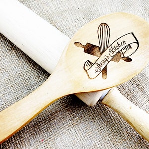 Personalized Wooden Spoon, custom gifts, Wedding favors, Engraved, Bridal shower, Spatula, Utensils, Couple gift image 1