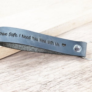 Personalized Leather Key Chain Drive Safe Custom Key Ring Engraved Key Fob gift Motorcycle Car Keychain Ride Safe Husband Gift for Dad