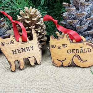 Personalized Cat Ornament Engraved with Cat's Name, Custom Cat Ornaments