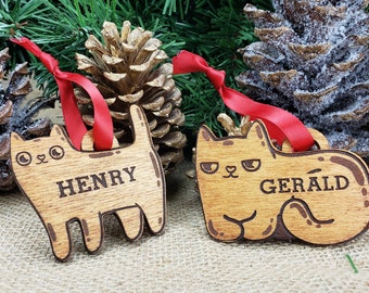 Personalized Cat Ornament Engraved with Cat's Name, Custom Cat Ornaments