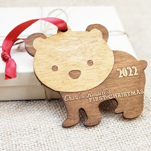 Personalized Baby's First Christmas Ornament Personalized Ornament Gift for New Moms Newborn Rustic Wood Ornament Keepsake Ornament Gifts image 5