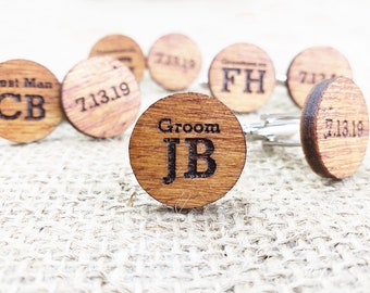 Groomsmen Cufflinks Personalized Gift for Groom Monogrammed Wooden Cufflinks, Gift for Groomsmen, Father of the Groom, Father of the Bride