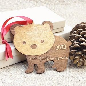 Personalized Baby's First Christmas Ornament Personalized Ornament Gift for New Moms Newborn Rustic Wood Ornament Keepsake Ornament Gifts image 1