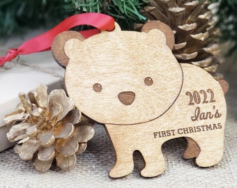 Personalized Baby's First Christmas Ornament Personalized Ornament Gift for New Moms Newborn Rustic Wood Ornament Keepsake Ornament Gifts