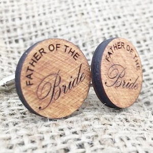 Father of the Bride Gift from Daughter Wedding Cufflinks Wooden Cuff Links Father Gift for Dad Engagement Announcement Custom Cufflinks