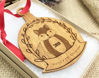 Baby's First Christmas Ornament Personalized Ornament Gift for New Moms Newborn Gift Rustic Wood Ornament personalized Keepsake Ornament