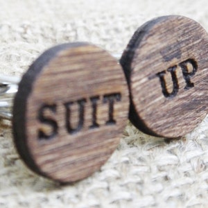 Suit Up Cufflinks HIMYM Wood Cuff Links Engraved Wood Cufflinks Best Man Gift Proposal Groomsmen Proposal Gift for Guys Personalized image 3