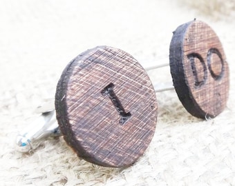 I DO cufflinks Wedding Cufflinks Wood Cuff Links Bride Gift for Groom Bridal Party Engraved Wood Personalized Cufflinks Engagement Proposal