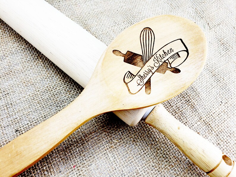 Personalized Wooden Spoon, custom gifts, Wedding favors, Engraved, Bridal shower, Spatula, Utensils, Couple gift image 1