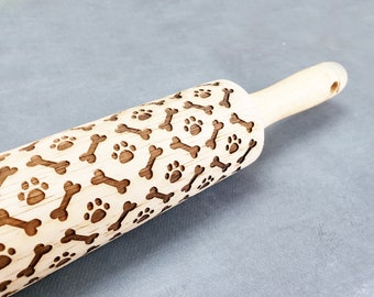 Hond minnaar cadeaus voor bakkers Reliëf deegrollers hond bot cookie stempels pootafdruk gegraveerde houten deegroller hond moeder print cookie cutters