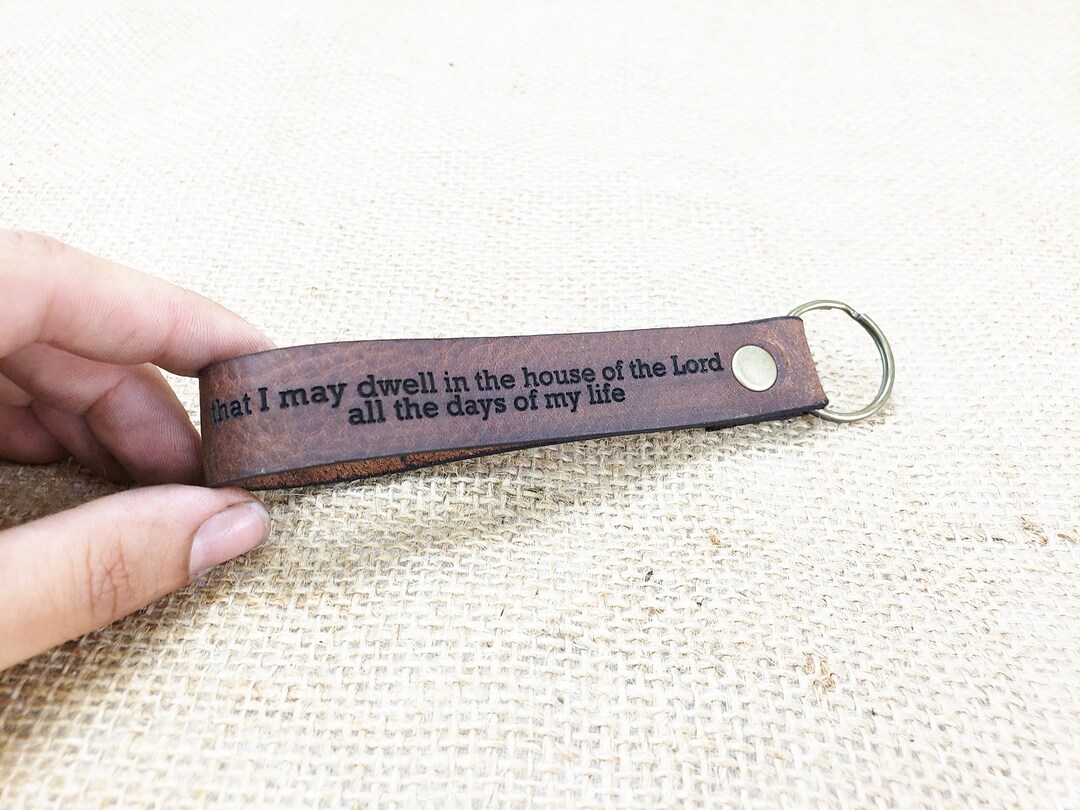 Custom Leather Keychain, Personalized Bible Verse, Permanent Engraved ...