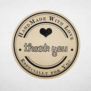 Stickers de remerciement - Stickers kraft imprimables - Image de marque d'entreprise - Fait main avec amour - Cercle