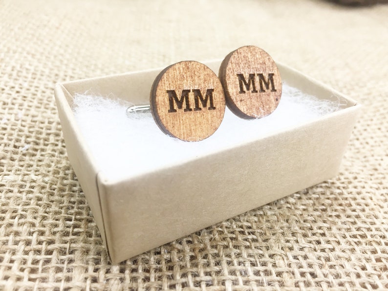 Wedding Day Gifts for Guys Personalized Wood Cufflinks Wooden image 1