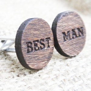 Best Man Cufflinks Wood Cuff Links  Engraved Wood Cufflinks Best Man Proposal Gift Wedding Party Bestman Cufflinks for Groomsmen Gift