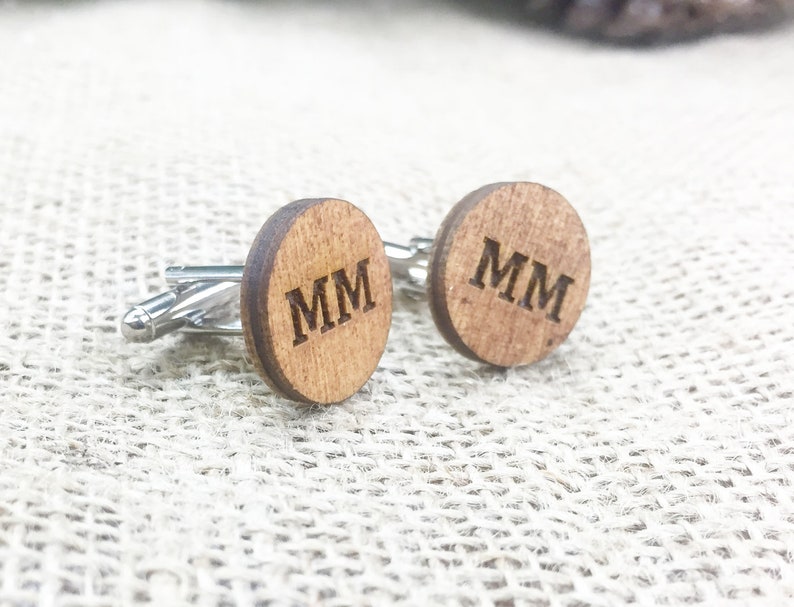 Personalized Cuff Links Monogrammed Initial Wooden Cufflinks Etsy