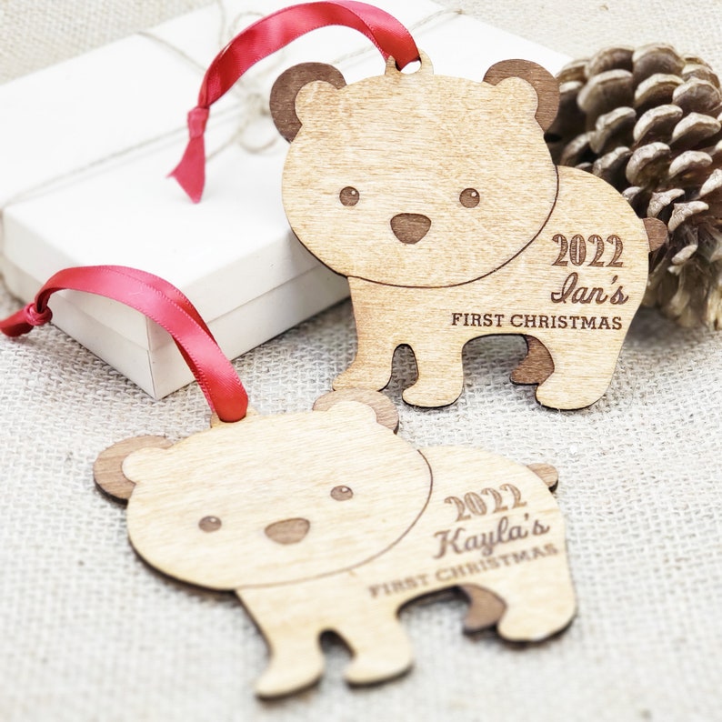 Personalized Baby's First Christmas Ornament Personalized Ornament Gift for New Moms Newborn Rustic Wood Ornament Keepsake Ornament Gifts image 7