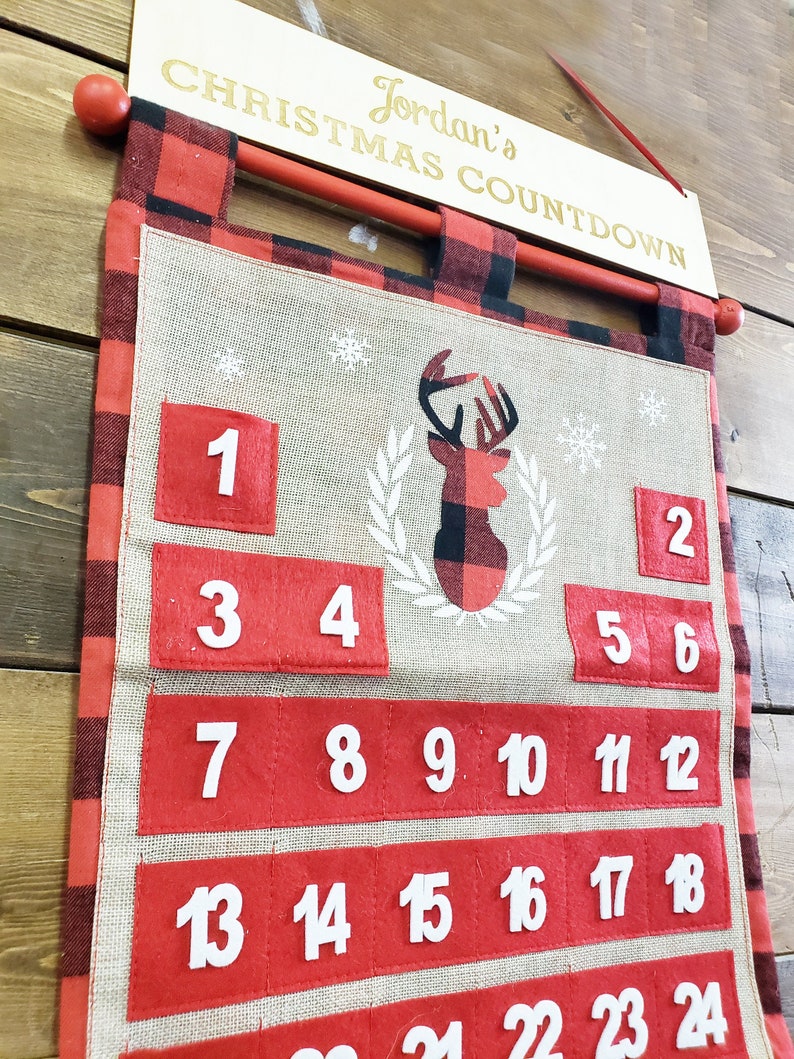 Felt Advent Calendar Personalized Wooden Advent Calendar Etsy