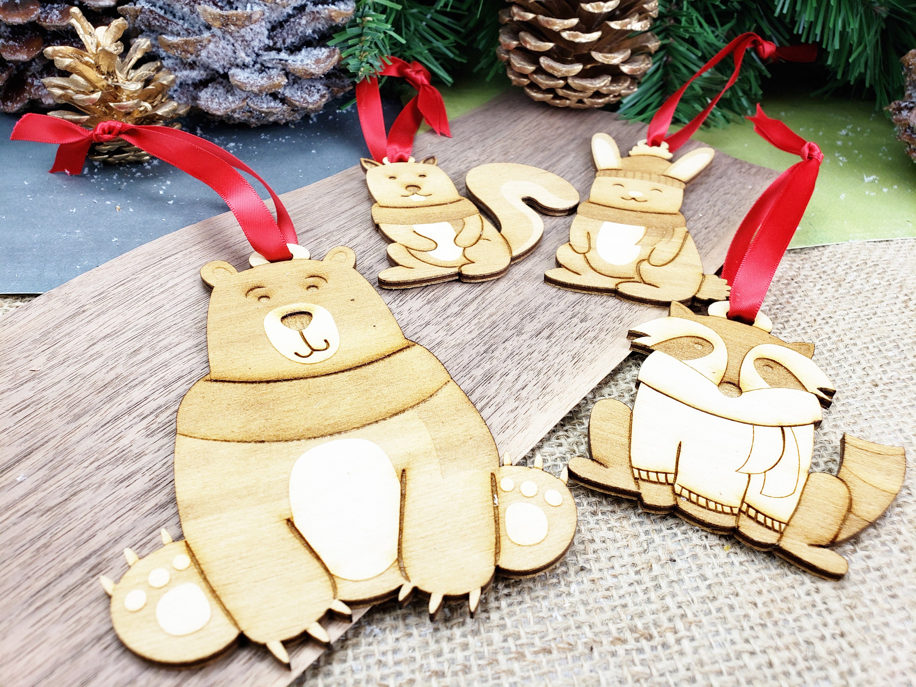 Woodland Animal Christmas Ornaments Rustic Christmas Tree Ornament