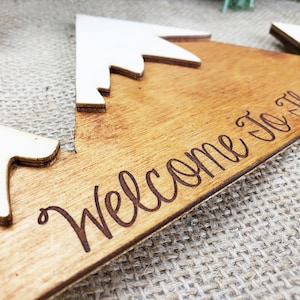 Personalized Mountain Sign Wood Welcome Sign Custom Wood Sign Rustic Cabin Decor Personalized Man Cave Sign Established Camper Lake House