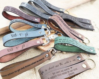 Custom Leather Keychain, Personalized Leather Engraved Key Fob Colorful Leather Key Chain, 3rd Anniversary Gift Wedding groomsmen Gift groom