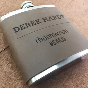 Engraved Leather Flasks, Groomsmen Flasks, Personalized Leather Flask, Custom Leather Flask, Name Flasks, Monogram Flasks, Groomsman Flasks