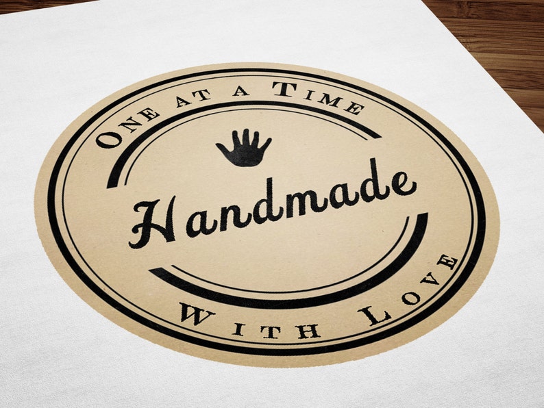 handmade with love kraft stickers printable circle etsy