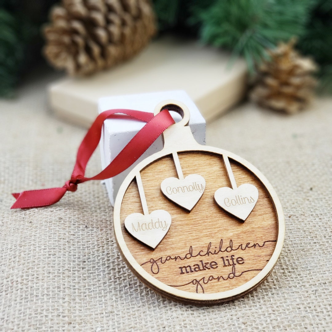 Grandkids Make Life Grand Ornament Wood Personalized Christmas Gift for ...