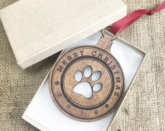 Pet Lover Gifts - Christmas Ornaments for Pets - Paw Print Dog Cat Holiday Decorations - Stocking Stuffer Secret Santa Annual Ornament