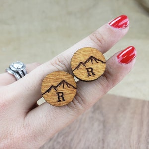 Mountain Cufflinks Wood Cuff Links with Mountains for Outdoorsy Guys, Small Gift for Men Who Like Hiking, Wooden Cufflinks Mountain Man image 10