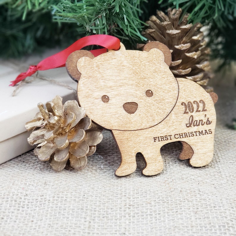 Personalized Baby's First Christmas Ornament Personalized Ornament Gift for New Moms Newborn Rustic Wood Ornament Keepsake Ornament Gifts image 2