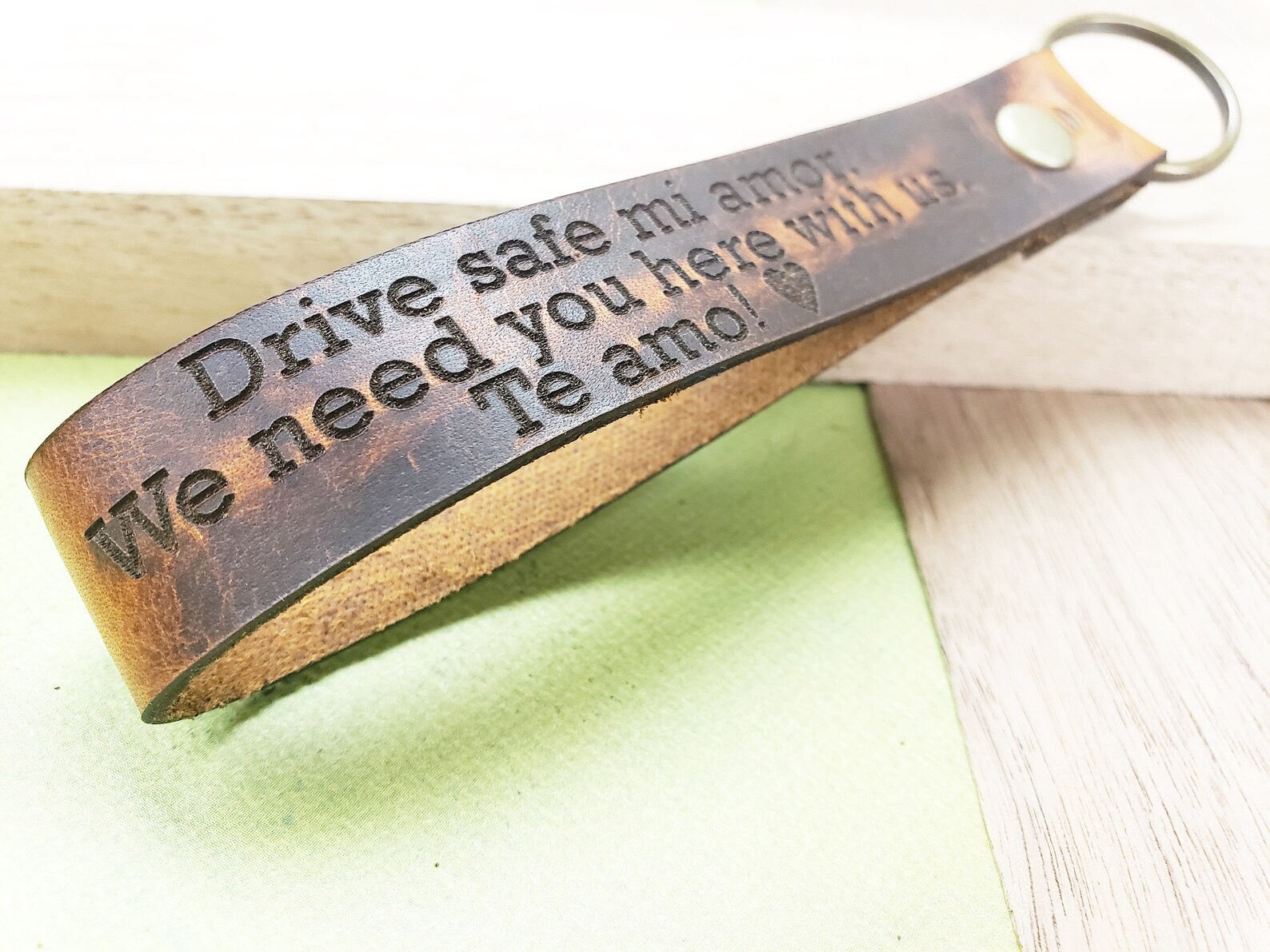 Personalized Leather Key Chain Drive Safe Custom Key Ring Etsy