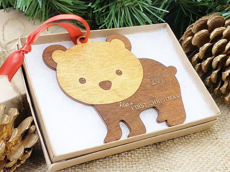 Personalized Baby's First Christmas Ornament Personalized Ornament Gift for New Moms Newborn Rustic Wood Ornament Keepsake Ornament Gifts 