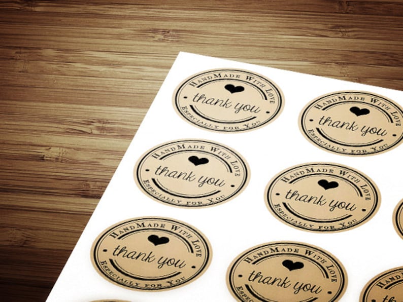 thank you stickers printable kraft stickers business etsy