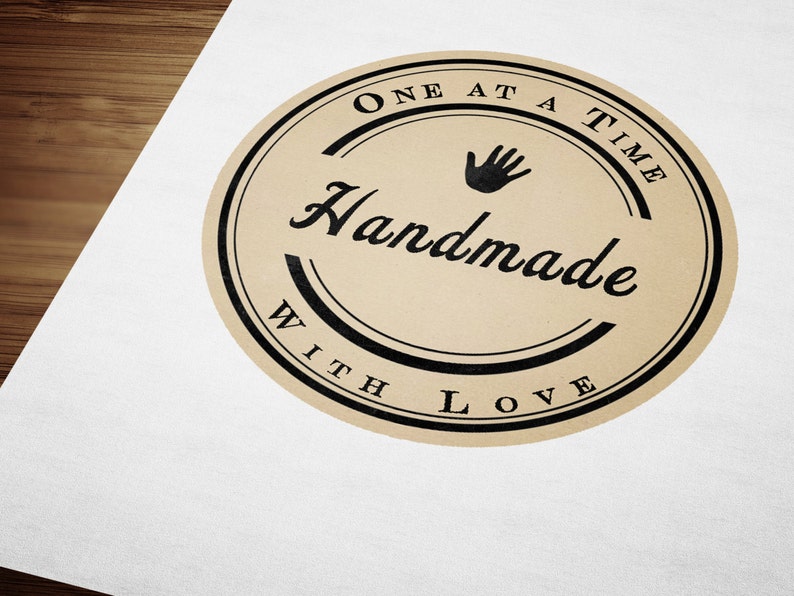 handmade with love kraft stickers printable circle etsy