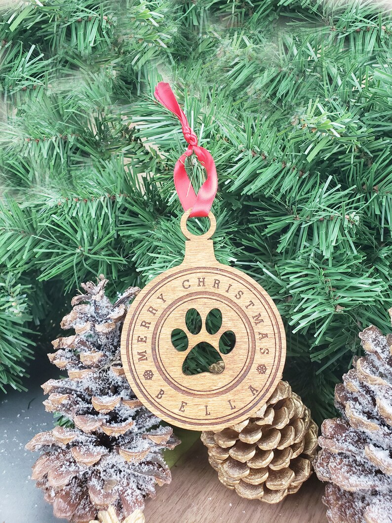 Cat Ornament Personalized Cat Paw Ornament Gift for Cat Lovers Cat Stocking Stuffer Custom Cat First Christmas Ornament Crazy Cat Lady Wood image 8