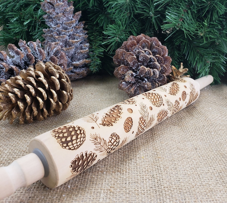 Embossed Rolling Pin Gift for Bakers Cookie Stamp Pinecone Etsy