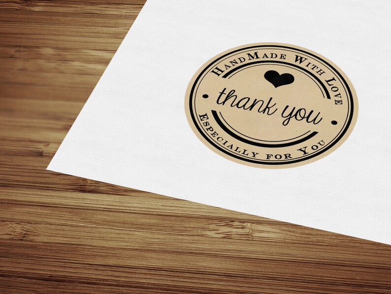 thank you stickers printable kraft stickers business etsy