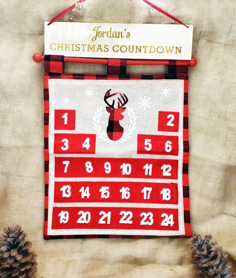 Felt Advent Calendar Personalized Wooden Advent Calendar Etsy