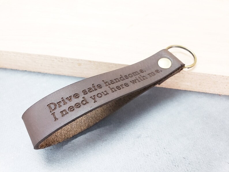 Drive Safe Personalized Leather Keychain. Messages Names Etsy