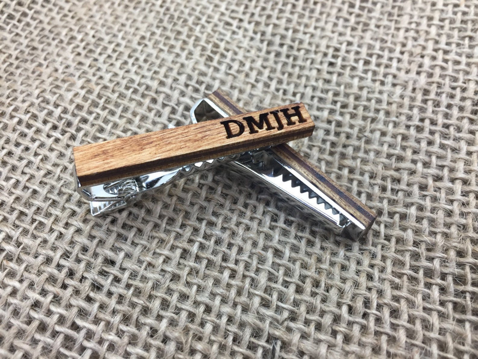 personalized cufflink and tie clip set