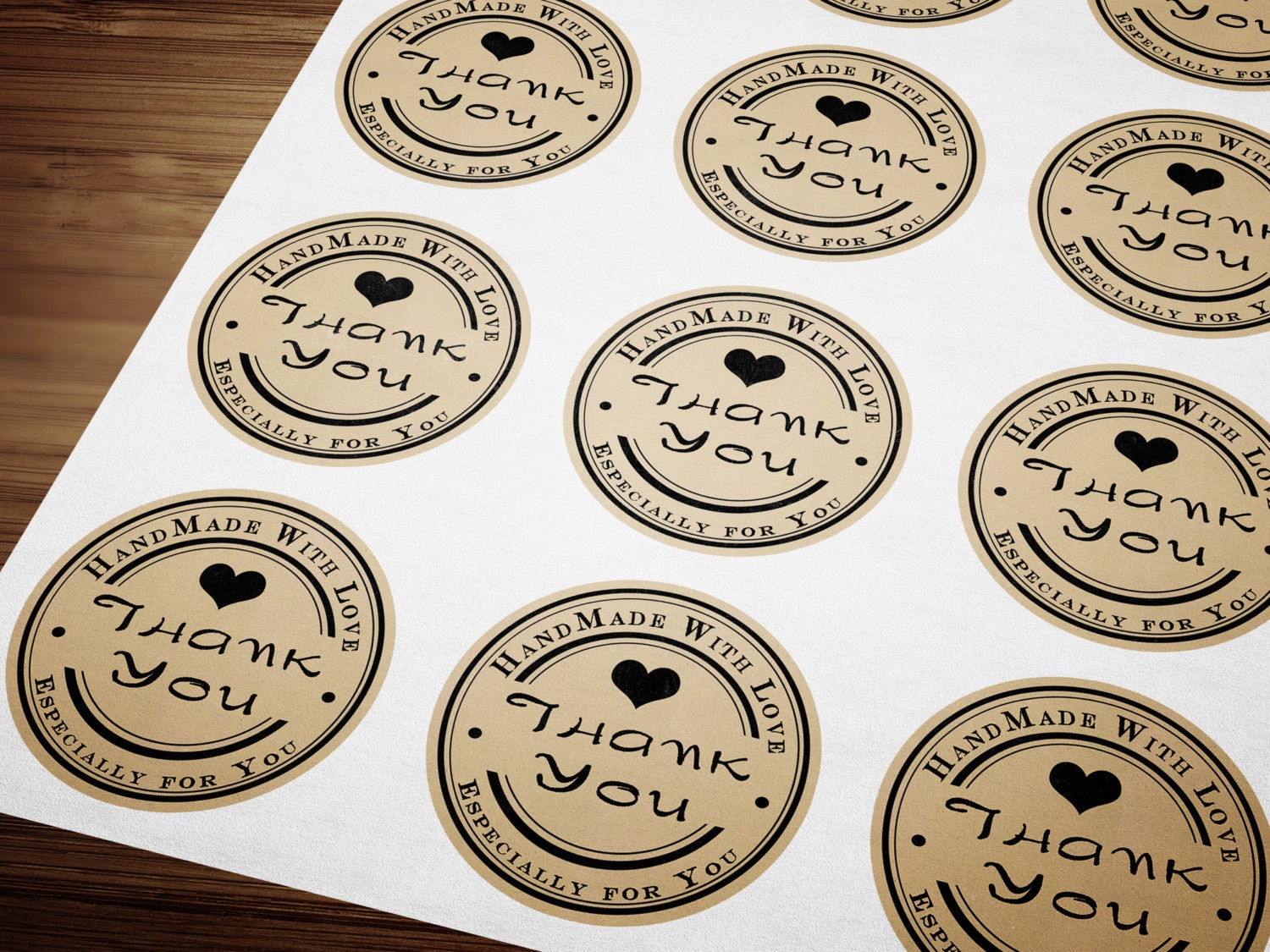 thank you stickers printable kraft stickers business etsy