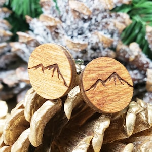 Mountain Cufflinks Wood Cuff Links with Mountains for Outdoorsy Guys, Small Gift for Men Who Like Hiking, Wooden Cufflinks Mountain Man image 7