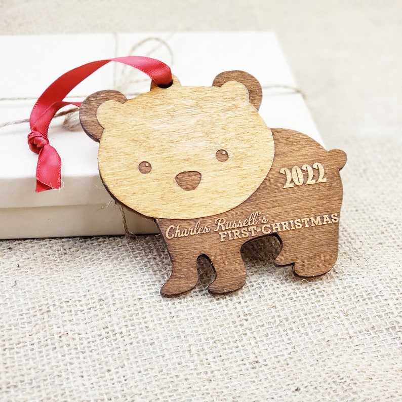 Personalized Baby's First Christmas Ornament Personalized Ornament Gift for New Moms Newborn Rustic Wood Ornament Keepsake Ornament Gifts image 5