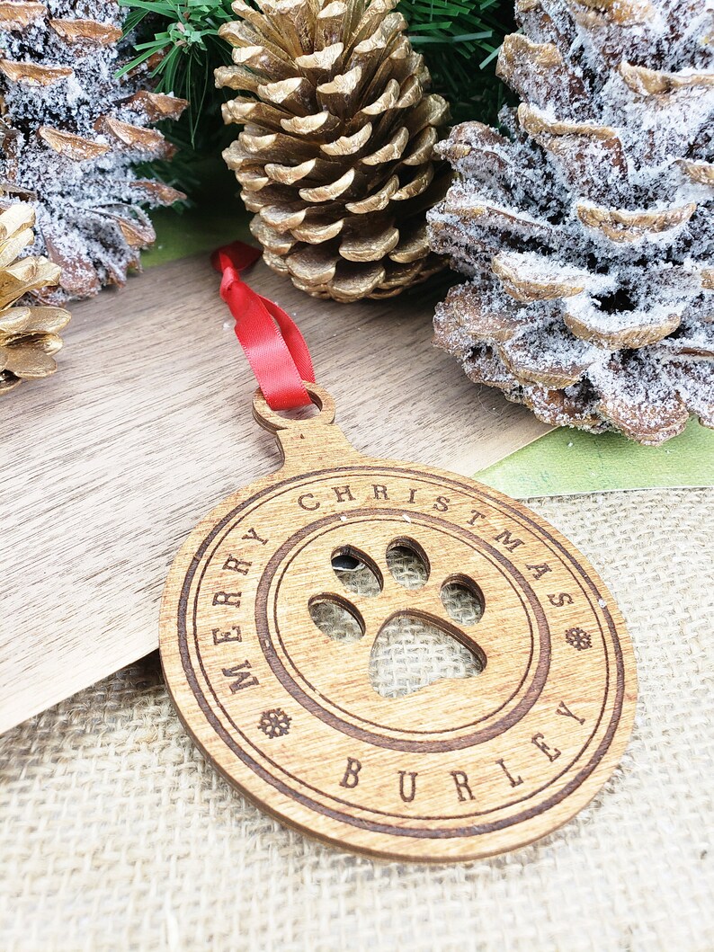 Cat Ornament Personalized Cat Paw Ornament Gift for Cat Lovers Cat Stocking Stuffer Custom Cat First Christmas Ornament Crazy Cat Lady Wood image 6