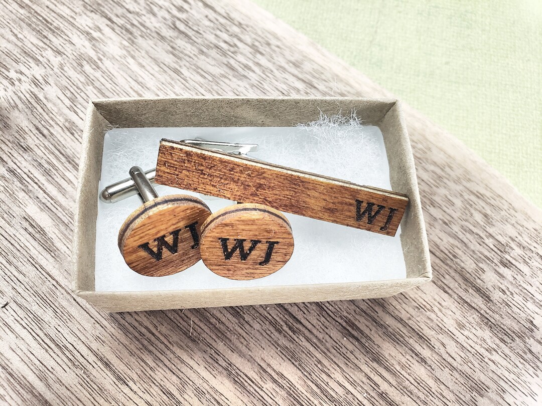 personalised tie clip and cufflink set